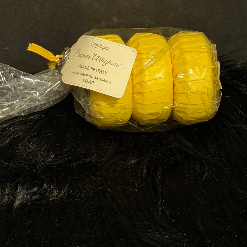 Iteritalia Lemon Soap Set 3x100g Yellow NEW Triple Milled Italy Artisanal